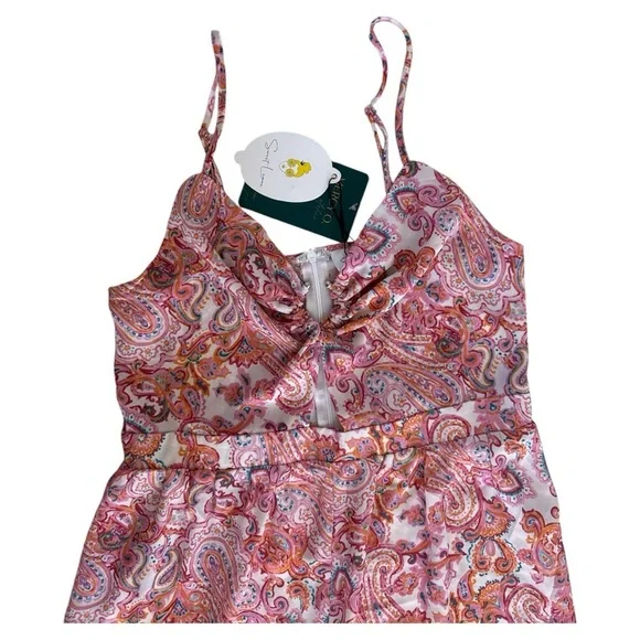 NWT Sweet Lemon baby pink paisley metal ring cutout jumpsuit size M - Picture 7 of 9